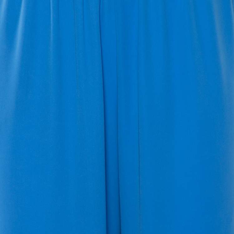 Pre Owned Kenzo Blue Chiffon Elastic Waist Detail Pants M