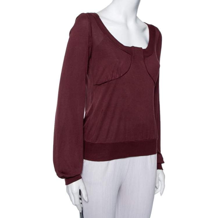 Pre Owned Kenzo Brown Knit Scoop Neck T-Shirt M