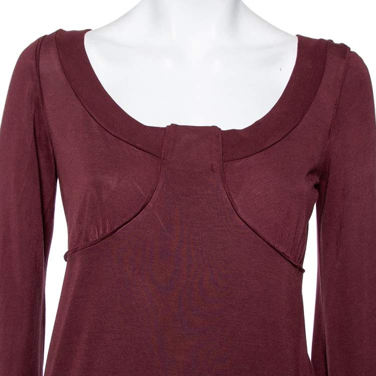 Pre Owned Kenzo Brown Knit Scoop Neck T-Shirt M