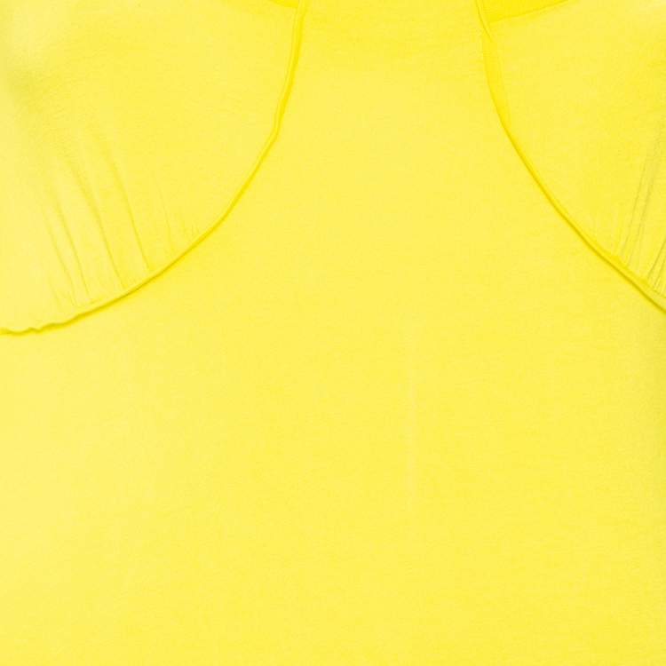 Pre Owned Kenzo Yellow Knit Scoop Neck T-Shirt S