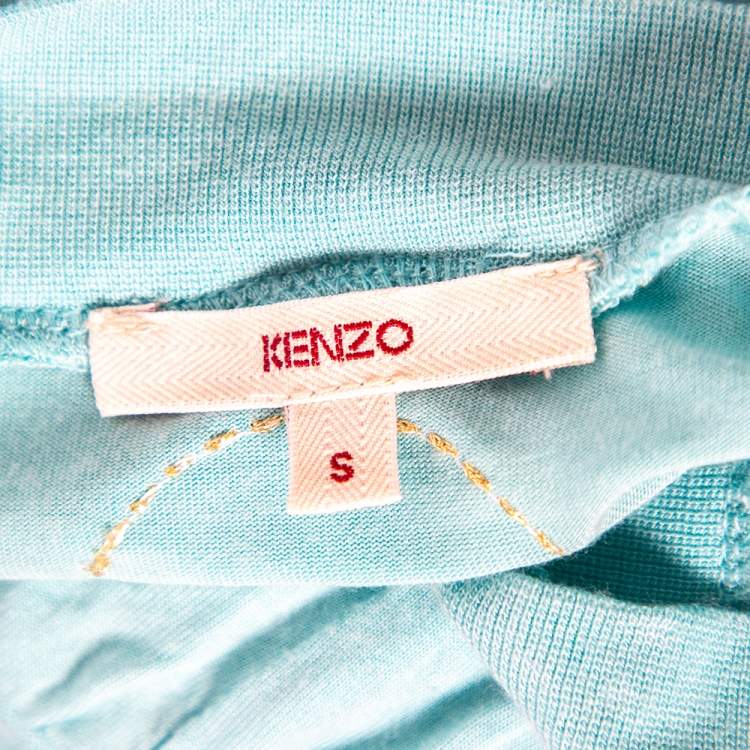 مملوكة مسبقًا Kenzo Blue Knit Scoop Neck T-Shirt S