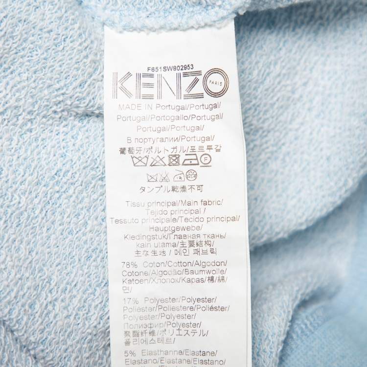 Pre Owned Kenzo Blue Cotton Logo Embroidered Crewneck Sweatshirt L