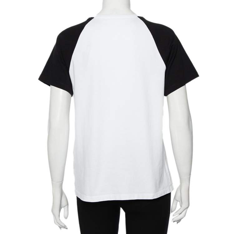 Pre Owned Kenzo White Cotton Contrast Sleeve Momento Tiger Printed T-Shirt L