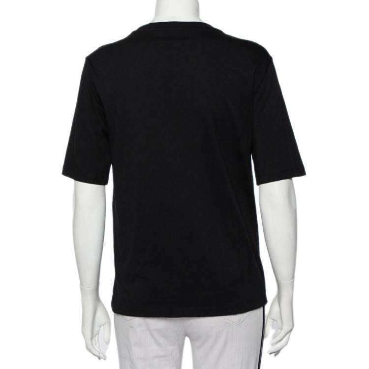Pre Owned Kenzo Black Dragon Printed Cotton Crewneck T-Shirt M