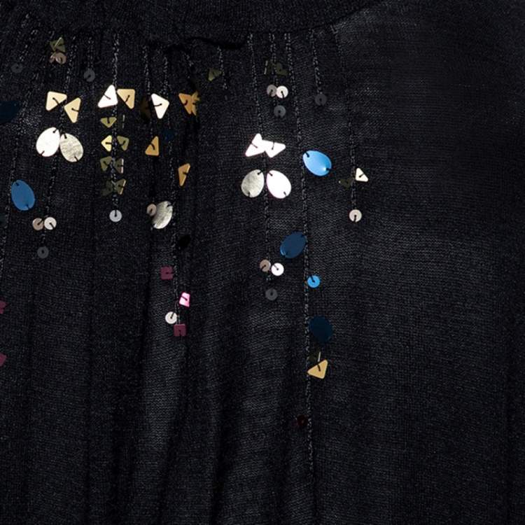 مملوكة مسبقًا Kenzo Black Embellished  Silk Knit Tank Top S