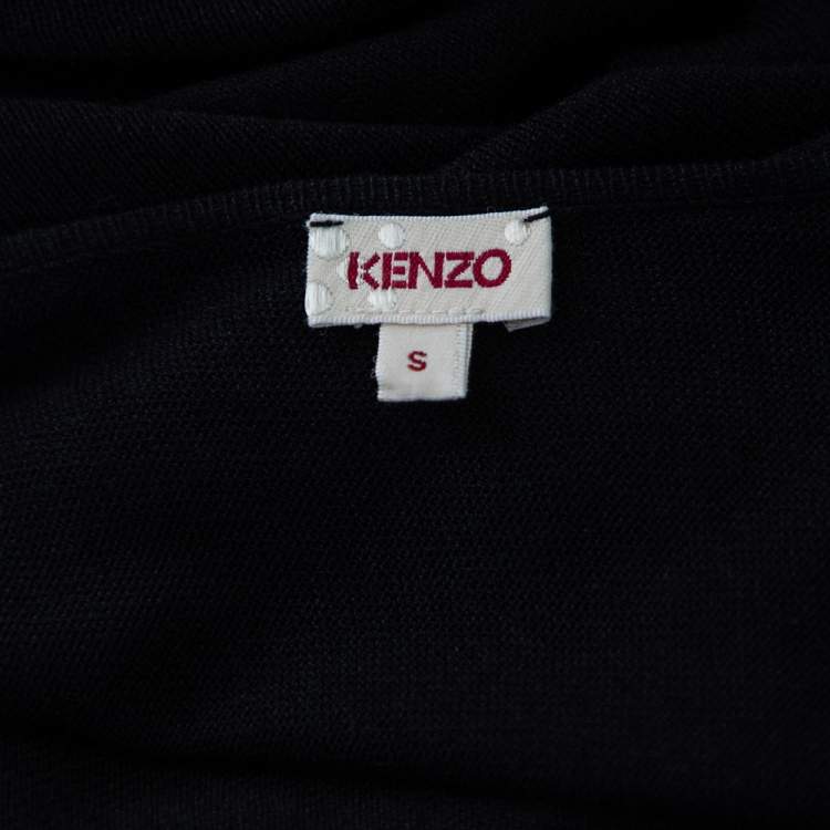 Pre Owned Kenzo Back Embellished Silk Knit Waterfall Collar Belted Cardigan S