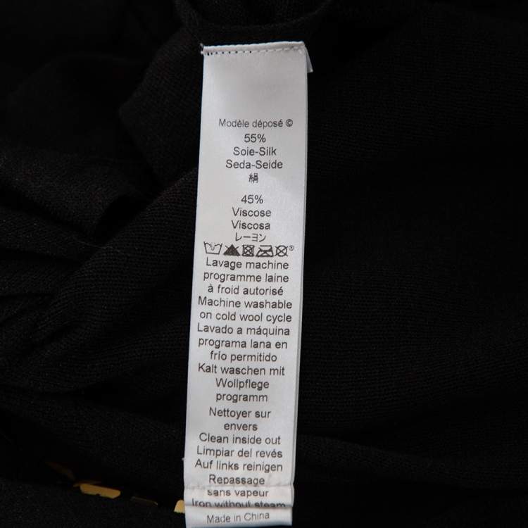 Pre Owned Kenzo Back Embellished Silk Knit Waterfall Collar Belted Cardigan S