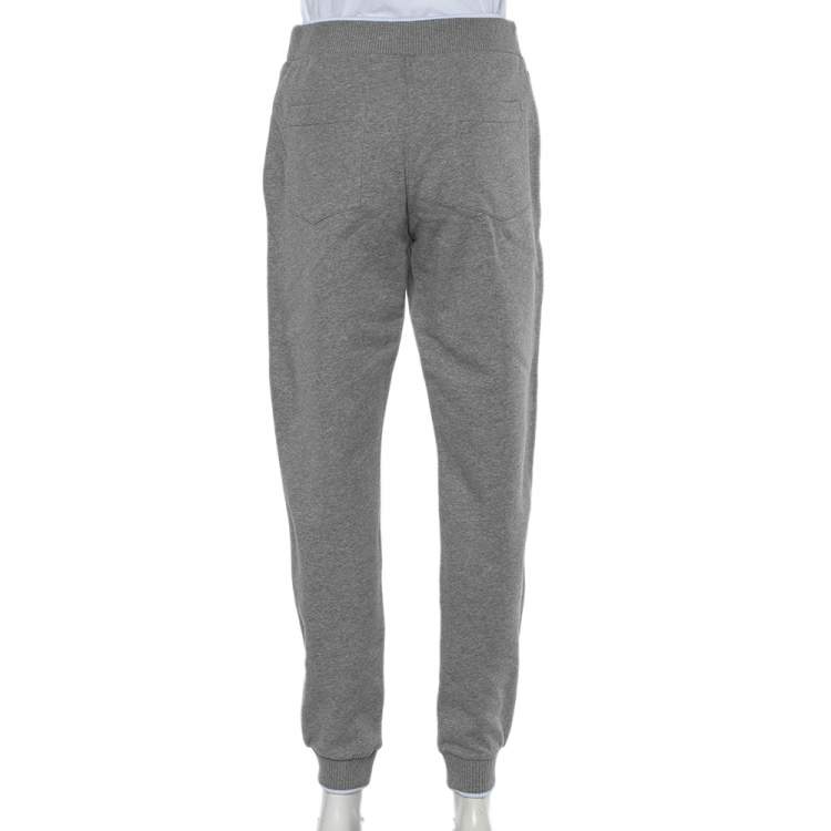 Pre Owned Kenzo Grey Cotton Knit Mini Tiger Logo Detail Joggers S