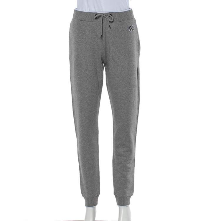 Pre Owned Kenzo Grey Cotton Knit Mini Tiger Logo Detail Joggers S
