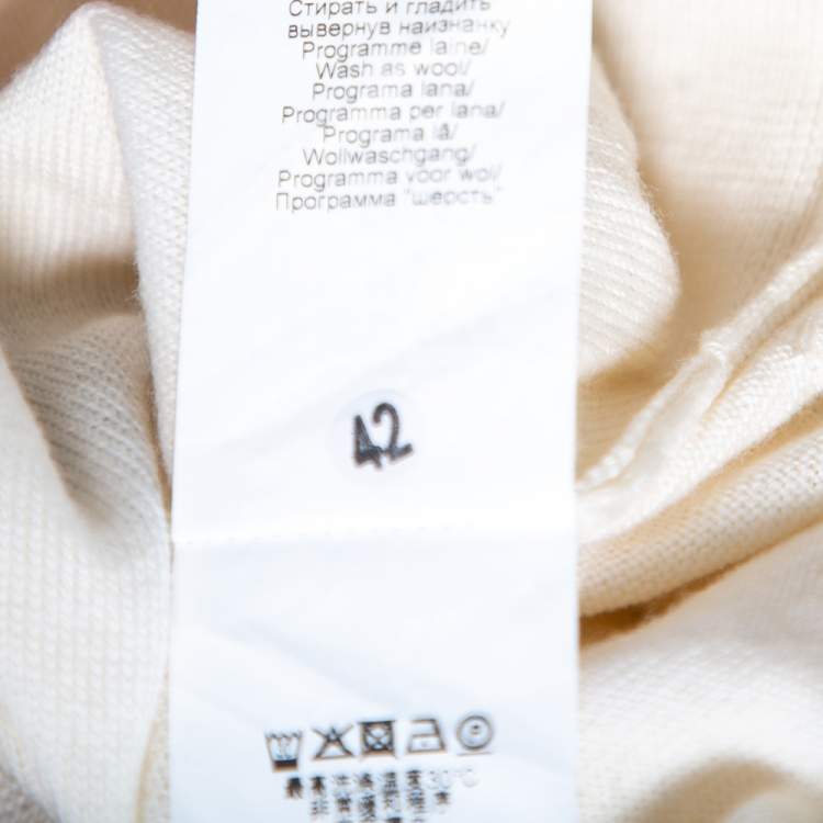 Pre Owned Kenzo Cream Knit Inlaid Logo Crewneck Sweater L 