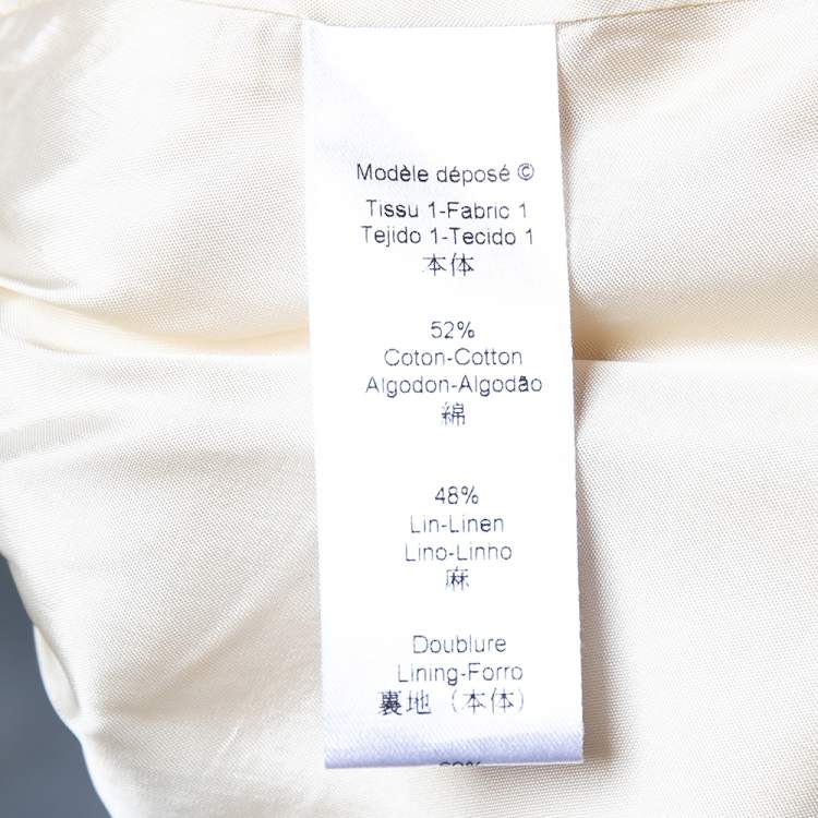 Pre Owned Kenzo Cream Linen Puffed Sleeve Gathered Jacket M 