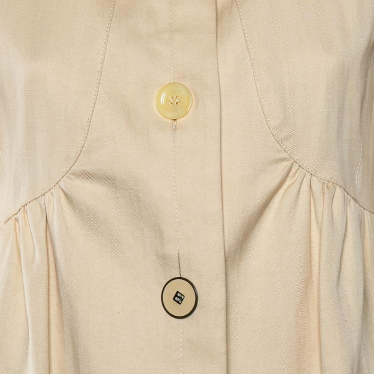 Pre Owned Kenzo Cream Linen Puffed Sleeve Gathered Jacket M 