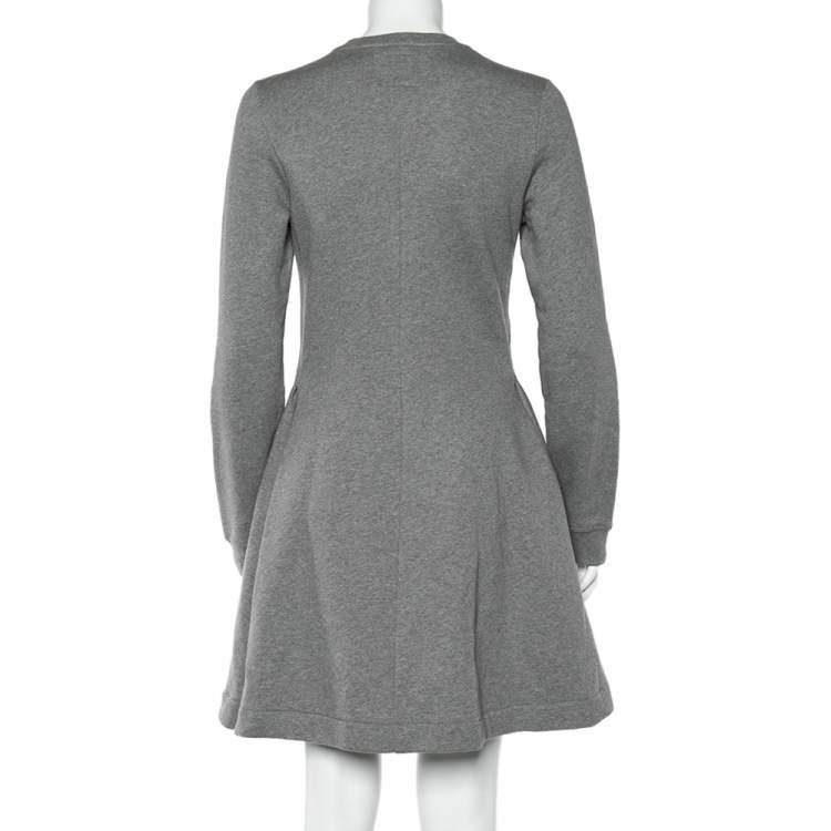Pre Owned Kenzo Grey Tiger Embroidery Sweater Dress M