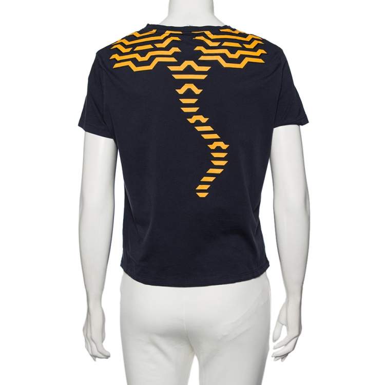 Pre Owned Kenzo Blue Cotton Tiger Logo Printed Round Neck T-Shirt M