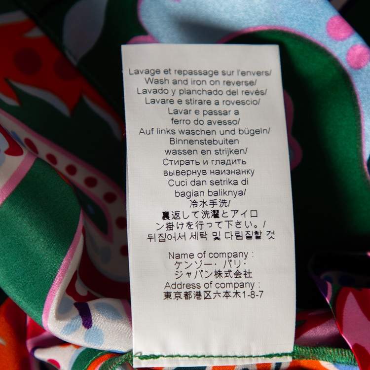 مملوكة مسبقًا Kenzo Green Paisley Print Silk Shirt Dress L 