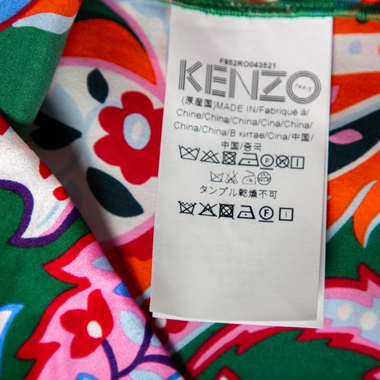 مملوكة مسبقًا Kenzo Green Paisley Print Silk Shirt Dress L 