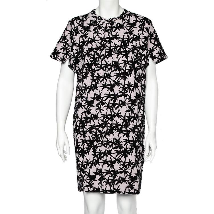 Pre Owned Kenzo Lavender Flocked Abstract Patterned Dress M