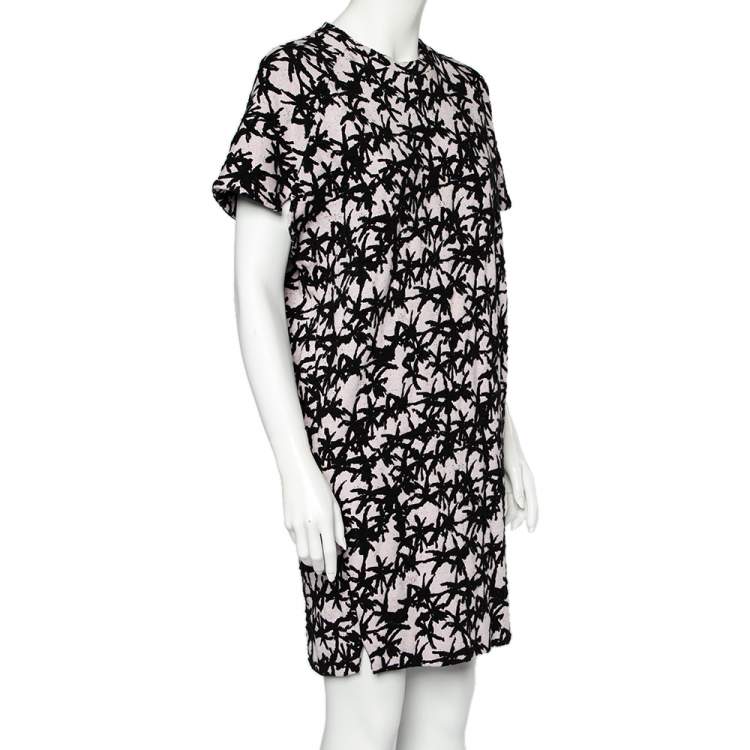 Pre Owned Kenzo Lavender Flocked Abstract Patterned Dress M
