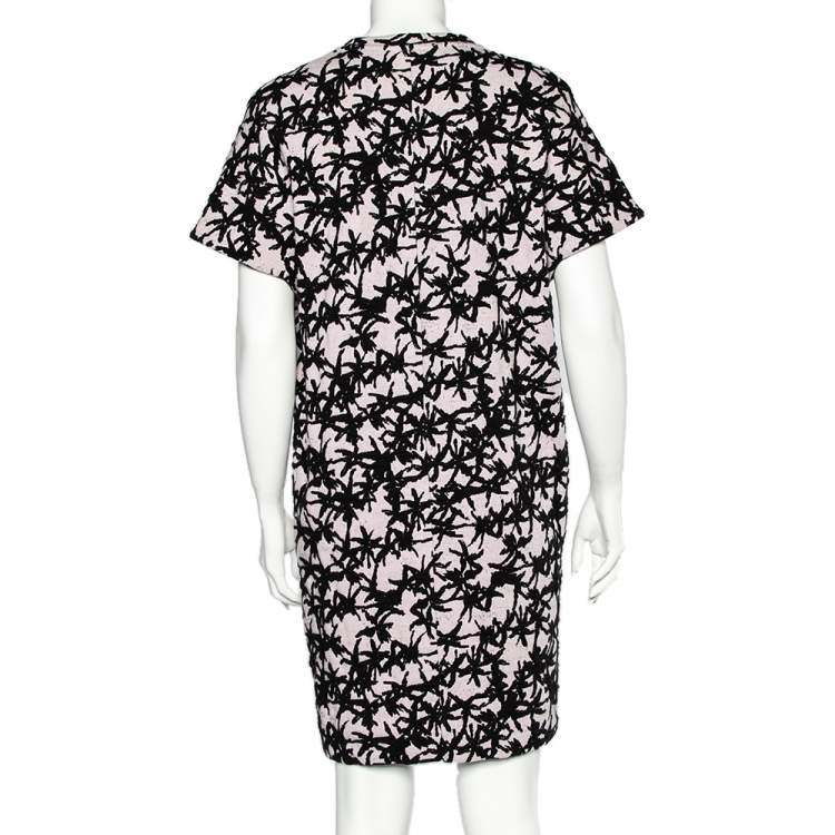 Pre Owned Kenzo Lavender Flocked Abstract Patterned Dress M