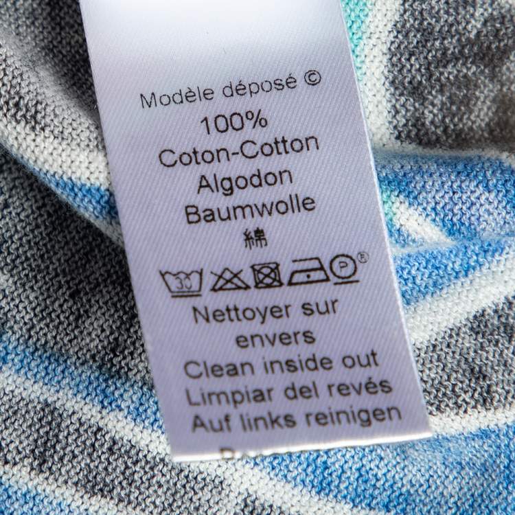 Pre Owned Kenzo Blue Printed Cotton Knit Short Sleeve Top XL