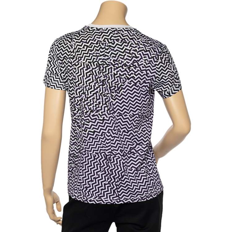 مملوكة مسبقًا Kenzo Black Zig Zag Logo Print Cotton Crew Neck T-Shirt M