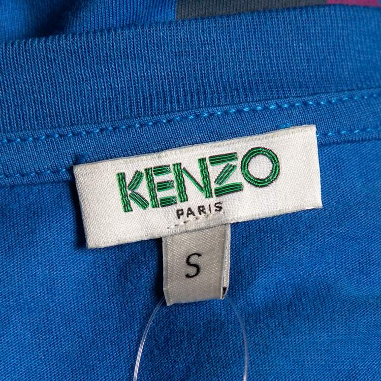 Pre Owned Kenzo Blue Logo Print Cotton Crew Neck T-Shirt S