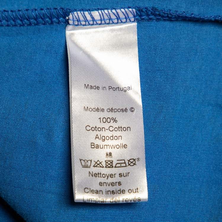 Pre Owned Kenzo Blue Logo Print Cotton Crew Neck T-Shirt S