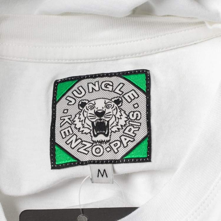 Pre Owned Kenzo White Tiger print Cotton Crew Neck T-Shirt M