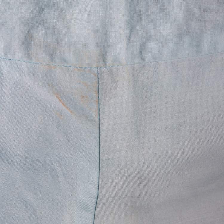 Pre Owned Kenzo Blue Cotton Collar Patch Detail Oversized Sleeve Shirt M