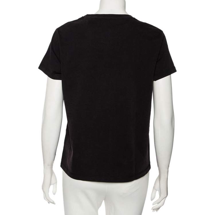 Pre Owned Kenzo Black Cotton Tiger Embroidered Short Sleeve T-Shirt M