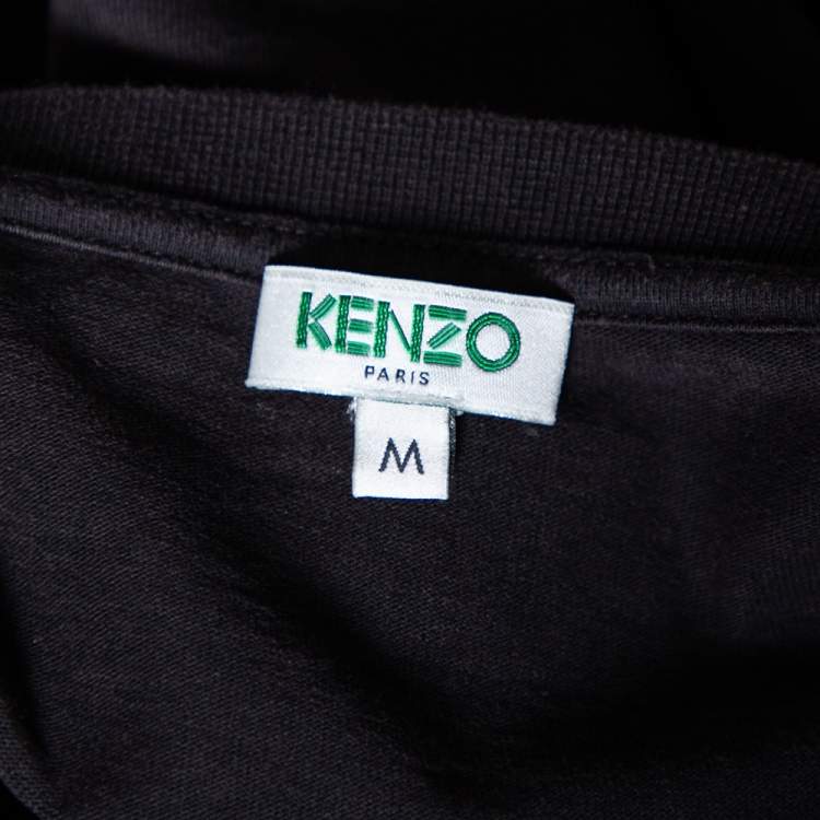 Pre Owned Kenzo Black Cotton Tiger Embroidered Short Sleeve T-Shirt M