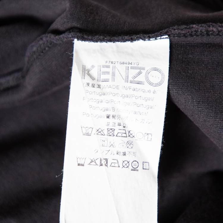 Pre Owned Kenzo Black Cotton Tiger Embroidered Short Sleeve T-Shirt M
