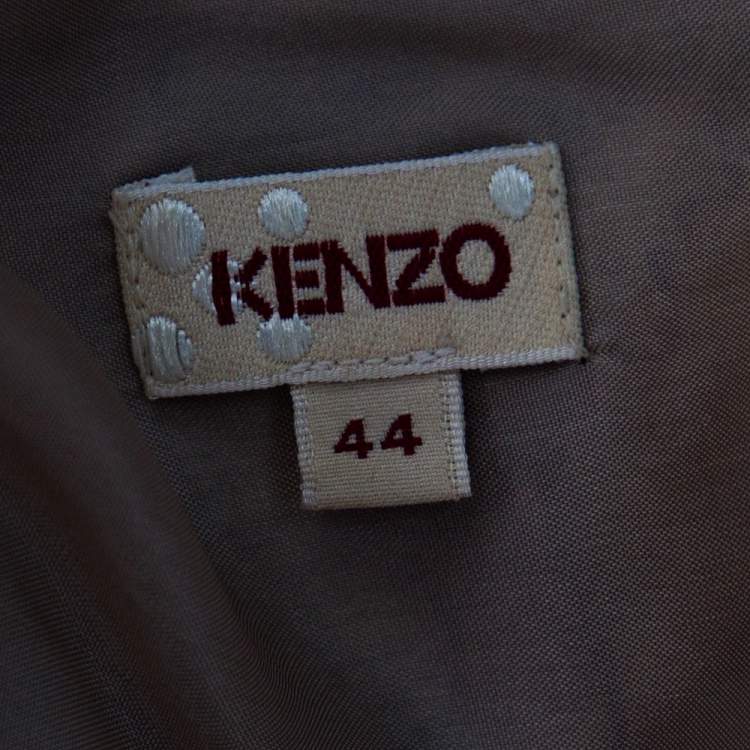 Pre Owned Kenzo Pale Beige Floral Printed Silk Cinched Waist Detail Tie-Up Maxi Dress L