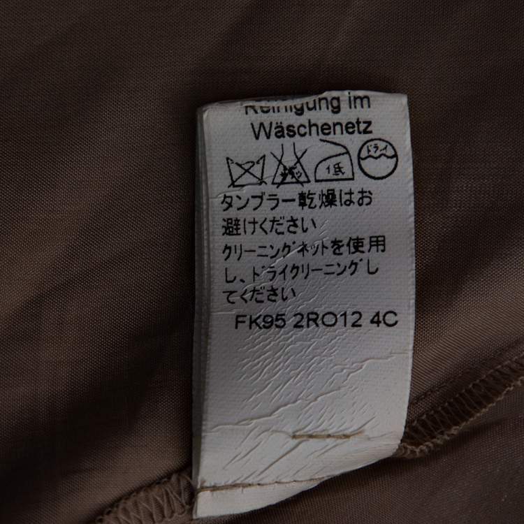 Pre Owned Kenzo Pale Beige Floral Printed Silk Cinched Waist Detail Tie-Up Maxi Dress L