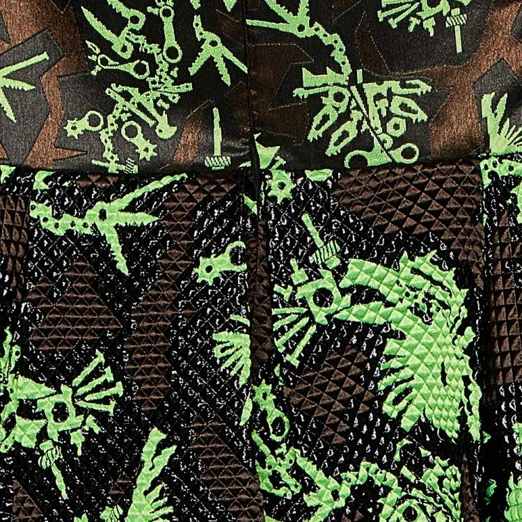 Pre Owned Kenzo Multicolor Monster Pattern Lurex Jacquard Strapless Mini Dress M
