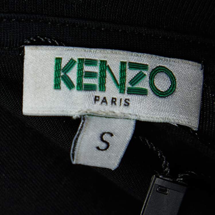 Pre Owned Kenzo Black Tiger Print Cotton Crew Neck T-Shirt S