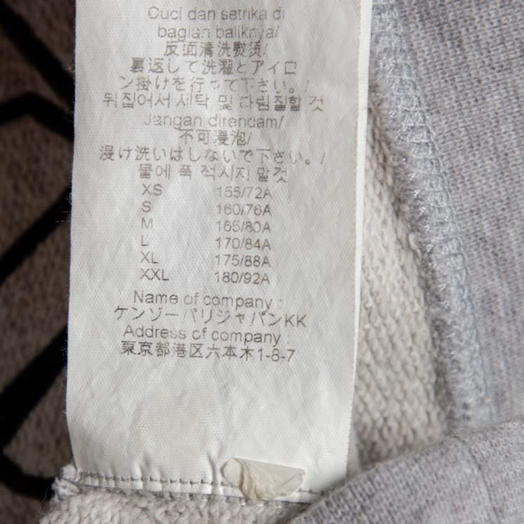 Pre Owned Kenzo Grey Cotton Letter Logo Printed Long Sleeve Crewneck Sweatshirt L