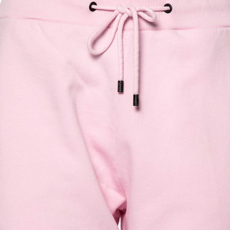 Pre Owned Kenzo Pink Cotton Rib Knit Detailed Logo Printed Sweatpants L