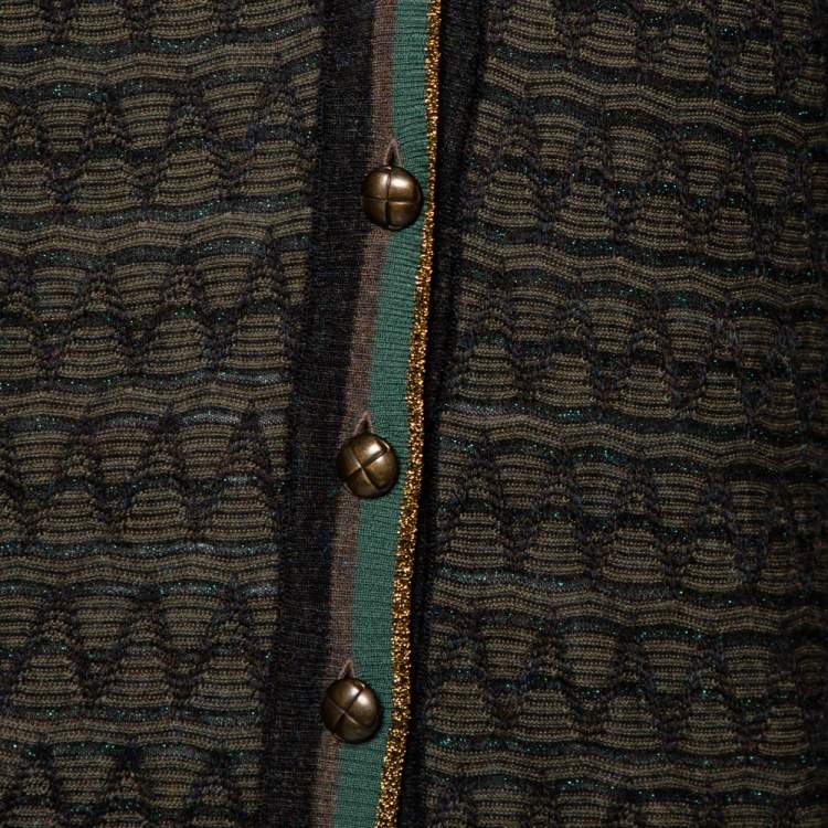 Pre Owned Kenzo Multicolor Patterned Lurex Wool Knit Button Front Cardigan S