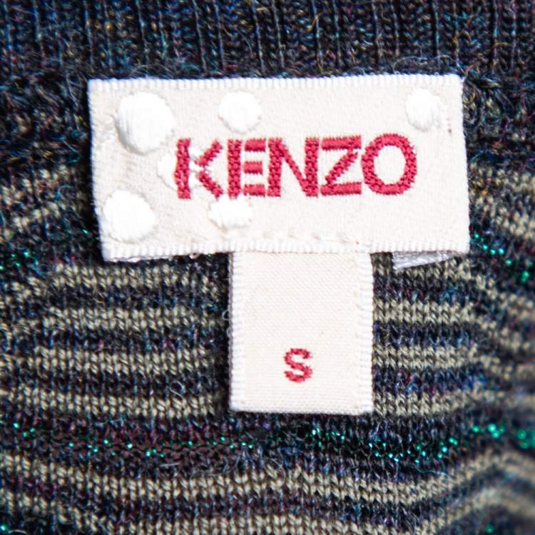 Pre Owned Kenzo Multicolor Patterned Lurex Wool Knit Button Front Cardigan S