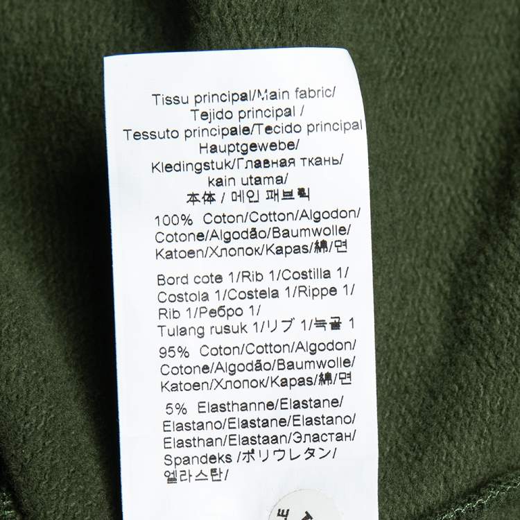Pre Owned Kenzo Dark Green Logo Print Cotton V-Neck Sweatshirt M