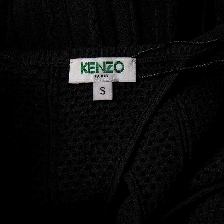 Pre Owned Kenzo Black Knit Cut-Out Detail Pleated Midi Dress S