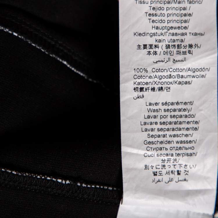 Pre Owned Kenzo Black Cotton Knit Logo Print Sleeve T-Shirt XL