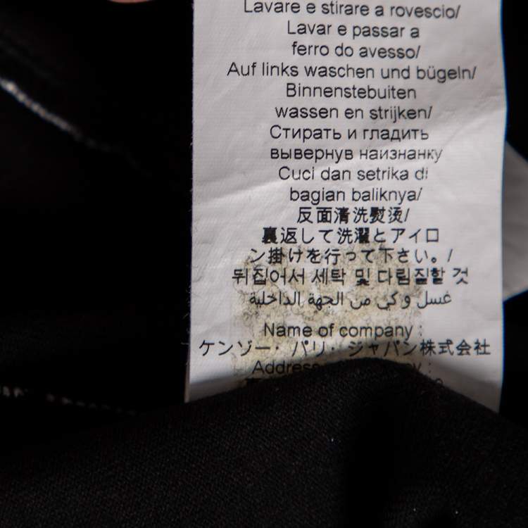 Pre Owned Kenzo Black Cotton Knit Logo Print Sleeve T-Shirt XL
