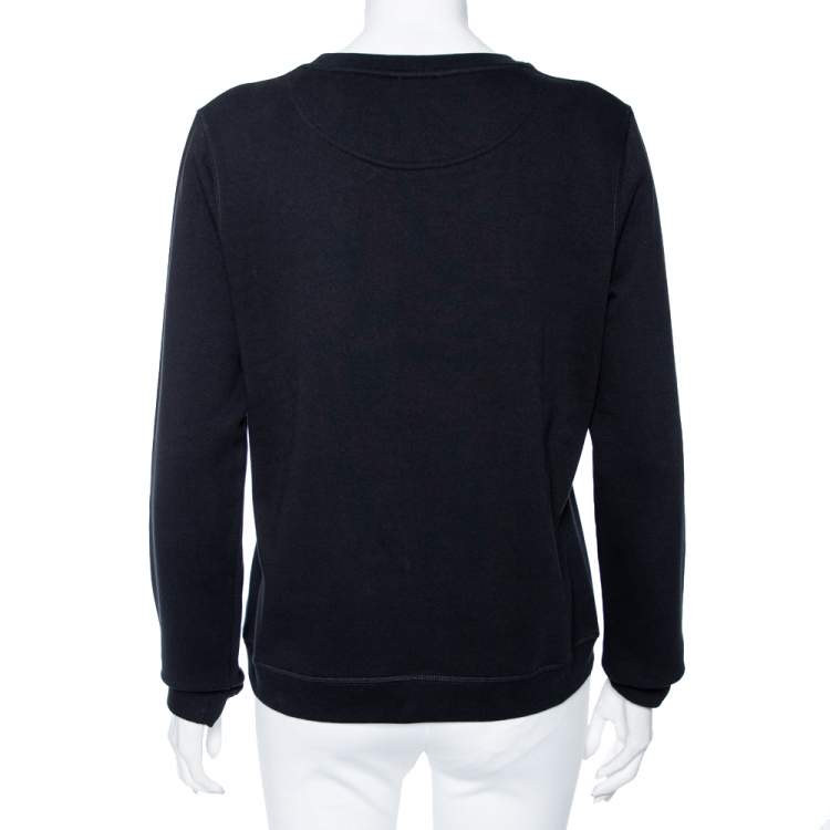 Pre Owned Kenzo Black Eye Embroidered Cotton Sweatshirt L