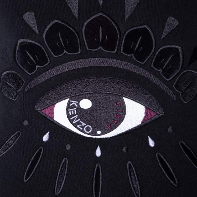 Pre Owned Kenzo Black Eye Embroidered Cotton Sweatshirt L