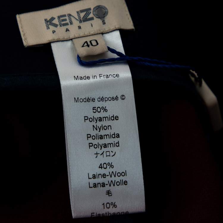 Pre Owned Kenzo Navy Blue Synthetic Buckle Front Detailed Pleated Skirt M