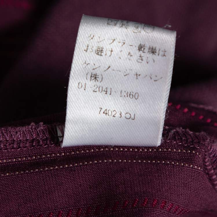 Pre Owned Kenzo Purple Wool Embroidered Detailed Long Sleeve Top S