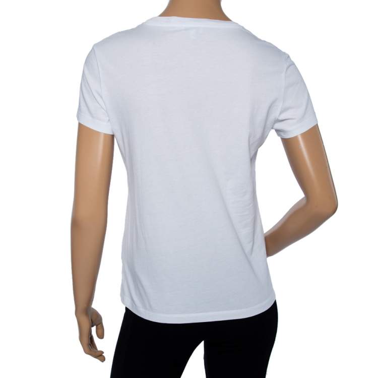 Pre Owned Kenzo White Cotton Logo Embroidered Short Sleeve T-Shirt M