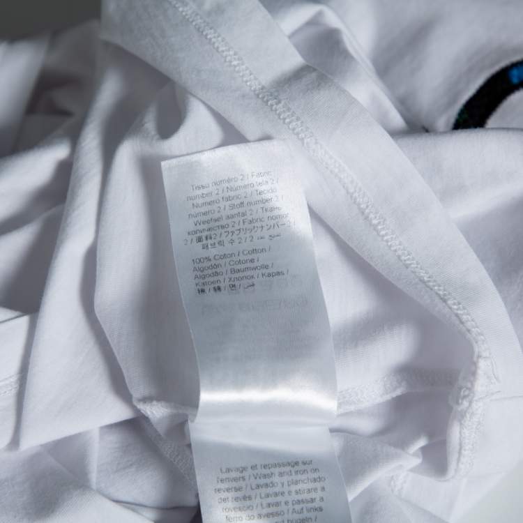 Pre Owned Kenzo White Cotton Logo Embroidered Short Sleeve T-Shirt M